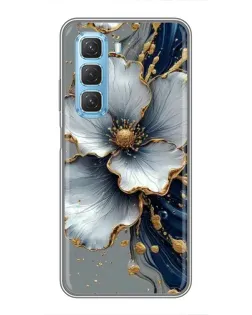 Чохол для Infinix Hot 50 5G з картинкою «Біла квітка та золотий флюїд»