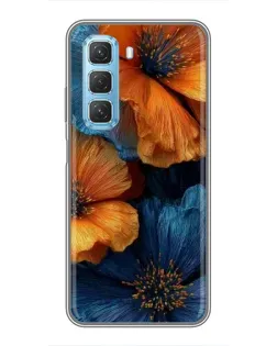 Чохол для Infinix Hot 50 5G з картинкою «Яскрава синьо-помаранчева флора»