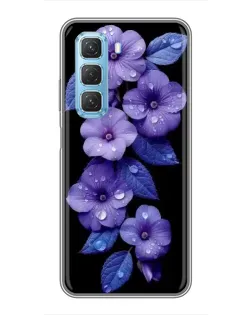 Чохол для Infinix Hot 50 5G з картинкою «Фіолетові квіти з росою»