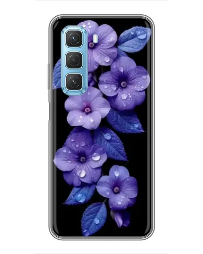 Чехол для Infinix Hot 50 5G с картинкой «Фиолетовые цветы с росою»
