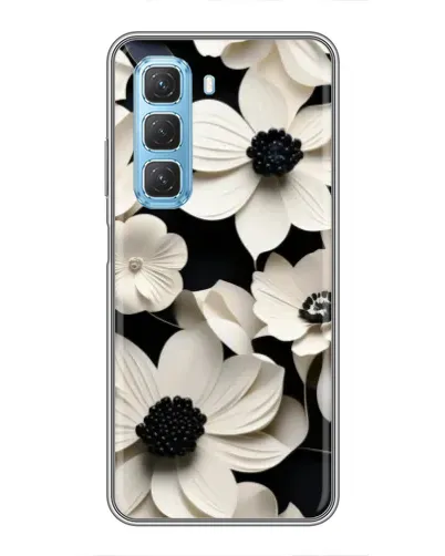 Чехол для Infinix Hot 50 5G с картинкой «Объемные белые цветы»