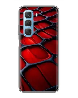 Чехол для Infinix Hot 50 5G с картинкой «Красная глянцевая сетка»