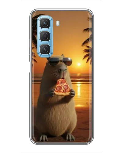 Чехол для Infinix Hot 50 5G с картинкой «Капибара с пиццей»