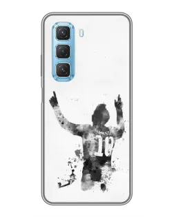 Чохол для Infinix Hot 50 5G з картинкою «Чорно-білий силует Мессі»