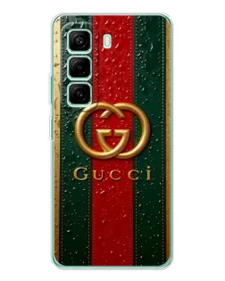 Чехол для Infinix Hot 50 Pro Plus с картинкой «Gucci — фирменная полоса и золото» Чехол для Infinix Hot 50 Pro Plus с картинкой «Gucci — фирменная полоса и золото»