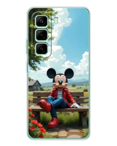 Чехол для Infinix Hot 50 Pro Plus с картинкой «Микки на скамейке»