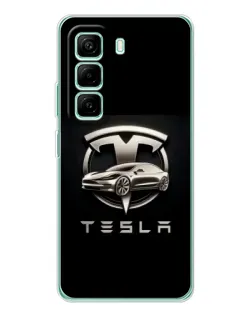 Чехол для Infinix Hot 50 Pro Plus с картинкой «Tesla — серебристое авто»