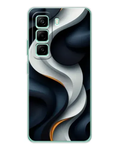 Чехол для Infinix Hot 50 Pro Plus с картинкой «Объемные черно-белые ленты» Чехол для Infinix Hot 50 Pro Plus с картинкой «Объемные черно-белые ленты»