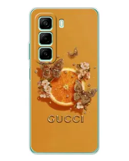 Чехол для Infinix Hot 50 Pro с картинкой «Gucci — золотые бабочки»