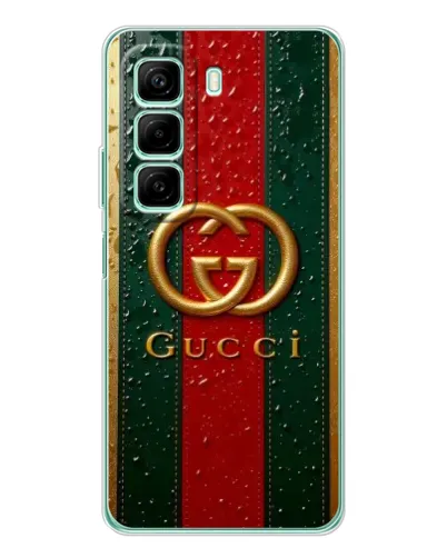 Чехол для Infinix Hot 50 с картинкой «Gucci — фирменная полоса и золото» Чехол для Infinix Hot 50 с картинкой «Gucci — фирменная полоса и золото»