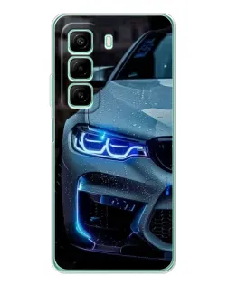 Чехол для Infinix Hot 50 с картинкой «Взгляд BMW с синими фарами»