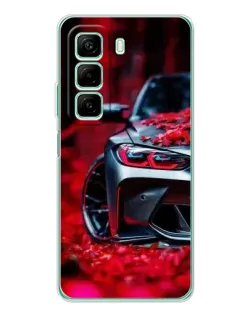 Чехол для Infinix Hot 50 с картинкой «Спортивная BMW и цветы»