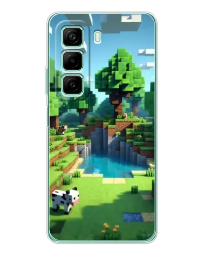 Чехол для Infinix Hot 50 с картинкой «Minecraft летний день»