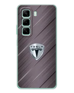 Чехол для Infinix Hot 50 с картинкой «Металлическая текстура Tesla»