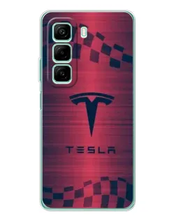 Чехол для Infinix Hot 50 с картинкой «Тесла красный карбон»