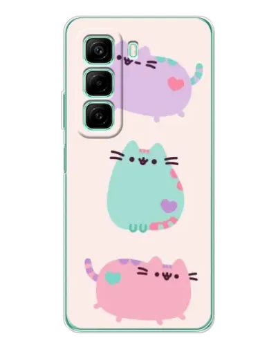 Чехол для Infinix Hot 50 с картинкой «Pusheen трио»