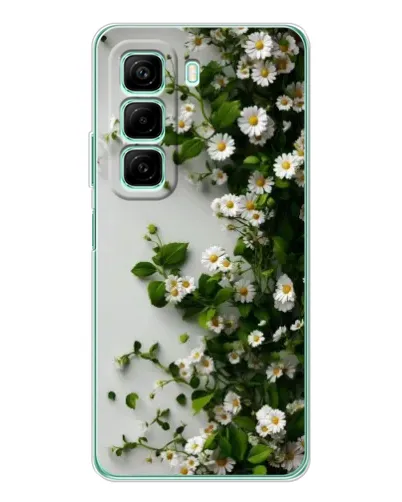 Чехол для Infinix Hot 50 с картинкой «Ветка мелких белых цветов»