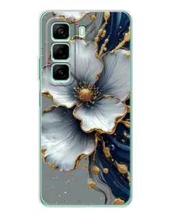Чехол для Infinix Hot 50 с картинкой «Белый цветок и золотой флюид»