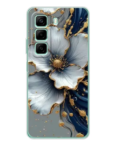 Чехол для Infinix Hot 50 с картинкой «Белый цветок и золотой флюид» Чехол для Infinix Hot 50 с картинкой «Белый цветок и золотой флюид»