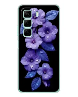 Чехол для Infinix Hot 50 с картинкой «Фиолетовые цветы с росою»