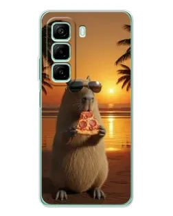 Чехол для Infinix Hot 50 с картинкой «Капибара с пиццей»