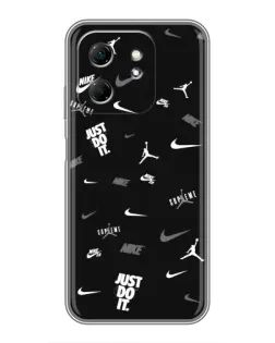 Чехол для Infinix Hot 50i с картинкой «Nike Black Pattern»