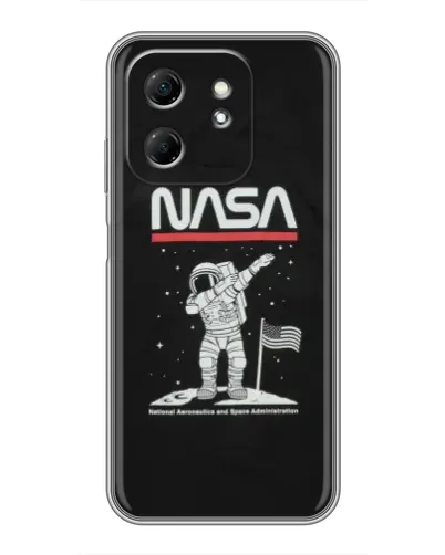 Чехол для Infinix Hot 50i с картинкой «NASA — шагаем по Луне»