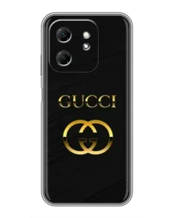 Чехол для Infinix Hot 50i с картинкой «Золотой логотип Gucci»