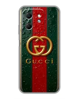 Чохол для Infinix Hot 50i з картинкою «Gucci — фірмова смуга та золото»