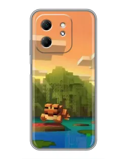 Чехол для Infinix Hot 50i с картинкой «Майнкрафт закат солнца»