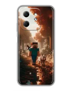 Чехол для Infinix Hot 50i с картинкой «Стив в лесу»