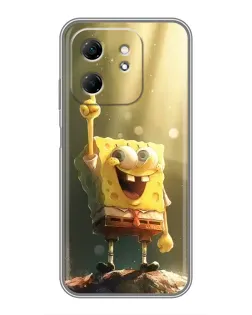 Чехол для Infinix Hot 50i с картинкой «Сияющий Спанч Боб»