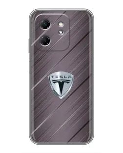 Чехол для Infinix Hot 50i с картинкой «Металлическая текстура Tesla»