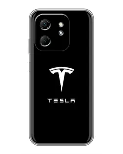 Чехол для Infinix Hot 50i с картинкой «Tesla White Logo»