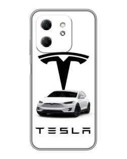 Чехол для Infinix Hot 50i с картинкой «Tesla White Style»