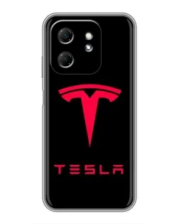 Чехол для Infinix Hot 50i с картинкой «Tesla Red Logo»