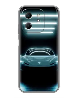 Чехол для Infinix Hot 50i с картинкой «Tesla в неоне»