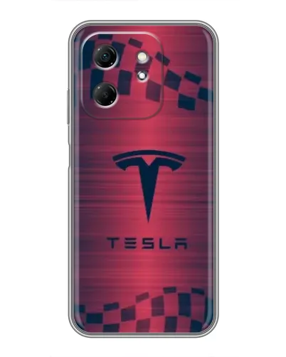 Чехол для Infinix Hot 50i с картинкой «Тесла красный карбон»