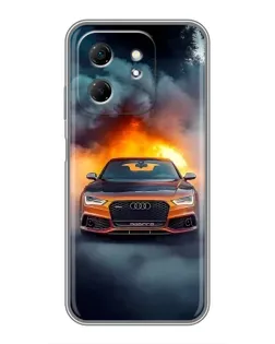 Чехол для Infinix Hot 50i с картинкой «Audi в огненном дыму»