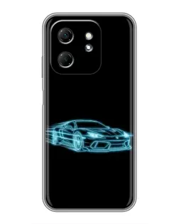 Чехол для Infinix Hot 50i с картинкой «Неоновый контур Lamborghini»