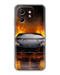 Чехол для Infinix Hot 50i с картинкой «Lamborghini в огне»