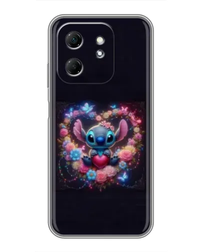 Чехол для Infinix Hot 50i с картинкой «Stitch в цветах»
