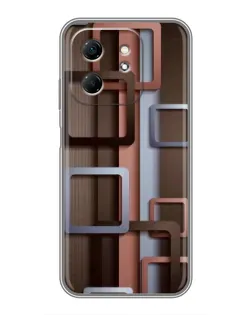 Чехол для Infinix Hot 50i с картинкой «Коричневые объемные квадраты»