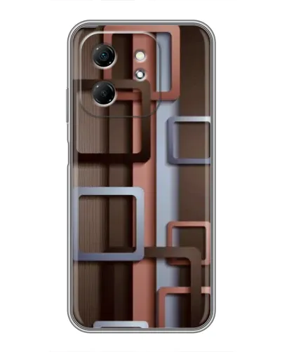 Чехол для Infinix Hot 50i с картинкой «Коричневые объемные квадраты»