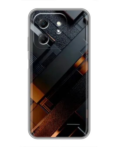 Чехол для Infinix Hot 50i с картинкой «Черные геометрические блоки»