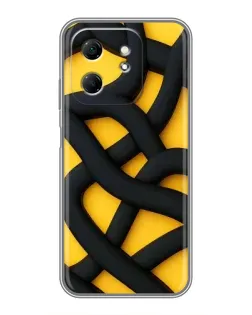 Чехол для Infinix Hot 50i с картинкой «Черное желтое переплетение»