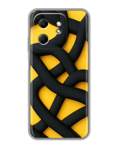 Чехол для Infinix Hot 50i с картинкой «Черное желтое переплетение»
