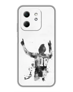 Чохол для Infinix Hot 50i з картинкою «Чорно-білий силует Мессі»