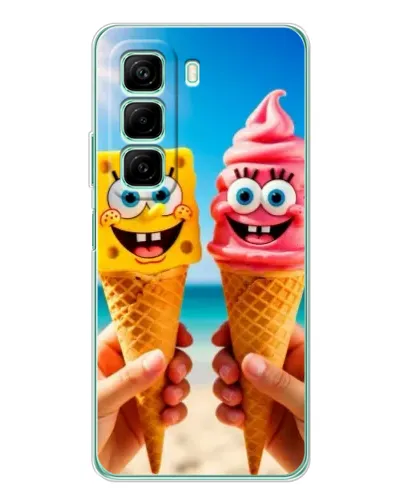 Чехол для Infinix Hot 60 5G Plus с картинкой «Спанч Боб мороженое» Чехол для Infinix Hot 60 5G Plus с картинкой «Спанч Боб мороженое»