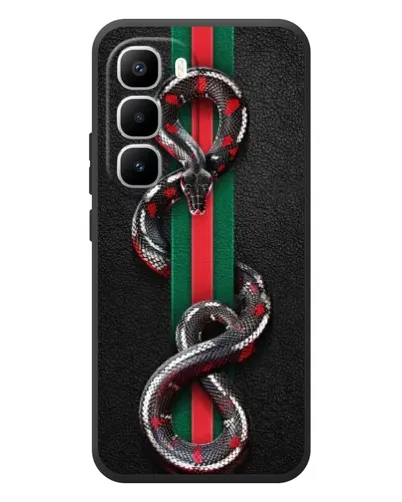 Чехол для Infinix Hot 60 Pro Plus с картинкой «Gucci — змея на полосе» Чехол для Infinix Hot 60 Pro Plus с картинкой «Gucci — змея на полосе»